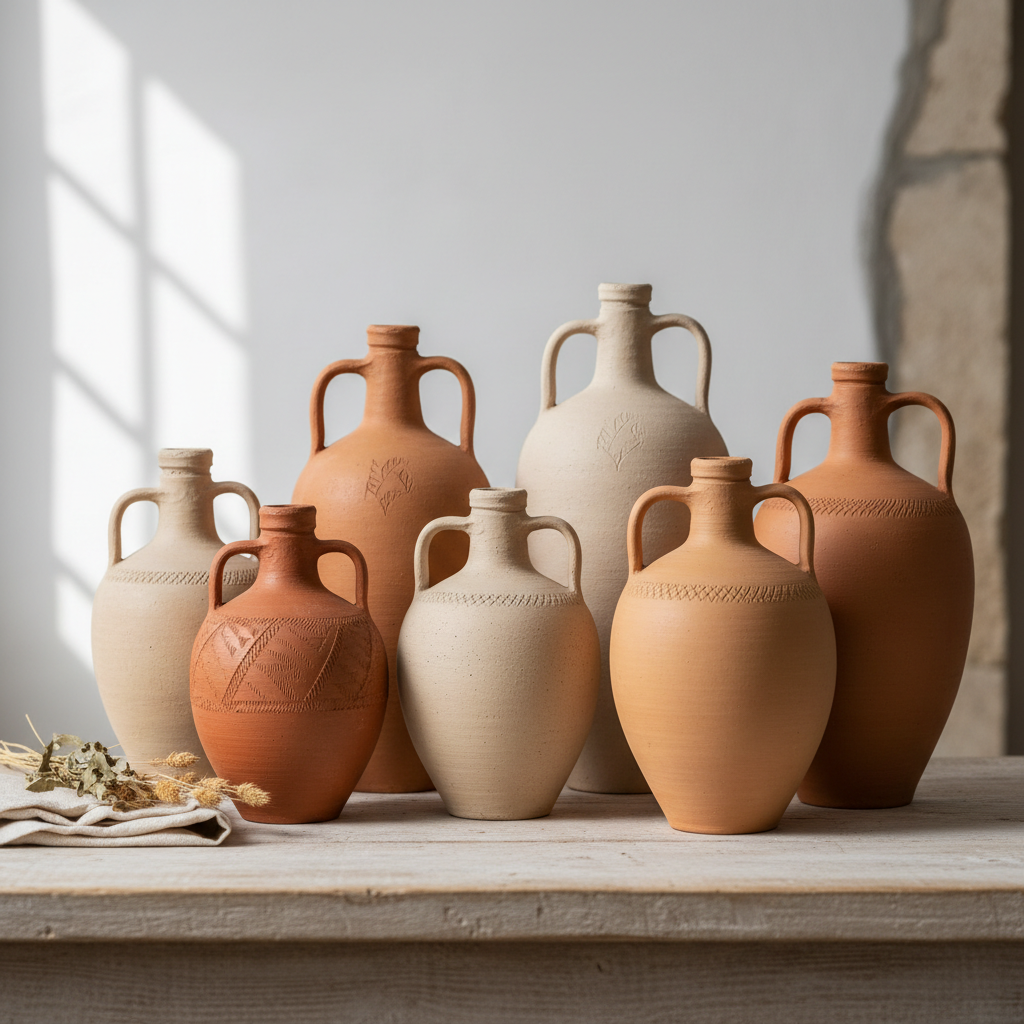 Traditional clay water bottles by Daou Pottery